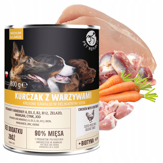 PET REPUBLIC karma mokra dla psa kawałki w sosie mix smaków 6 x 800g Bezzbożowa