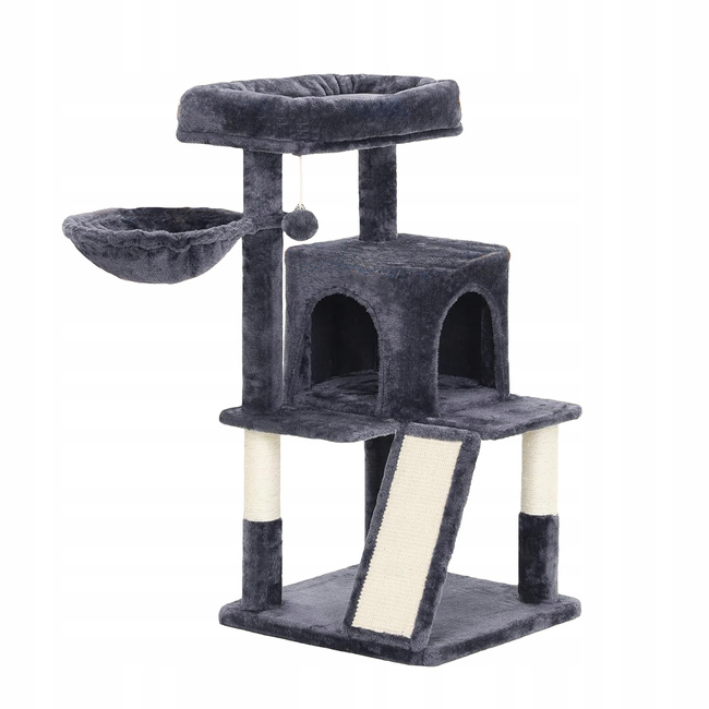 Drapak dla kota Gaczoo domek legowisko ciemny szary 50 x 50 x 96 cm