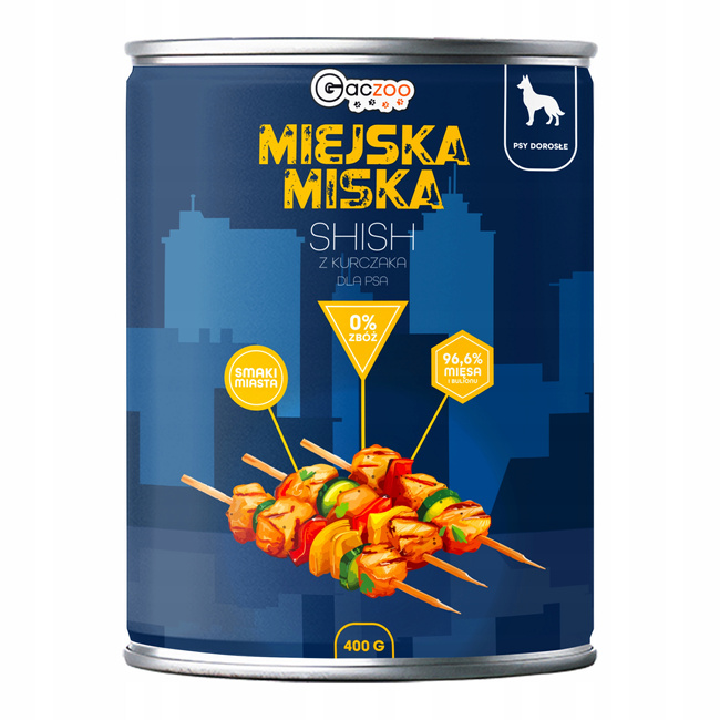 Gaczoo Miejska Miska karma mokra dla psa Shish z Kurczaka 24 x 400g