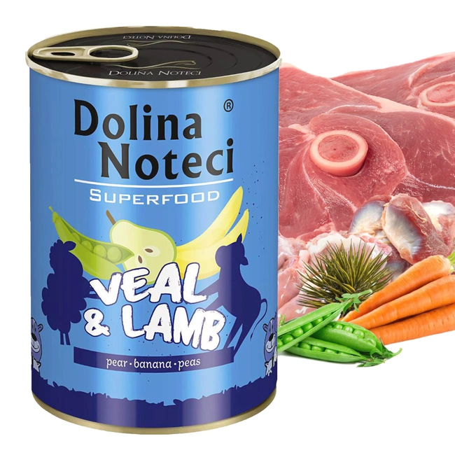 DOLINA NOTECI Superfood Karma mokra dla psa Jagnięcina Cielęcina 400g Bezzbożowa