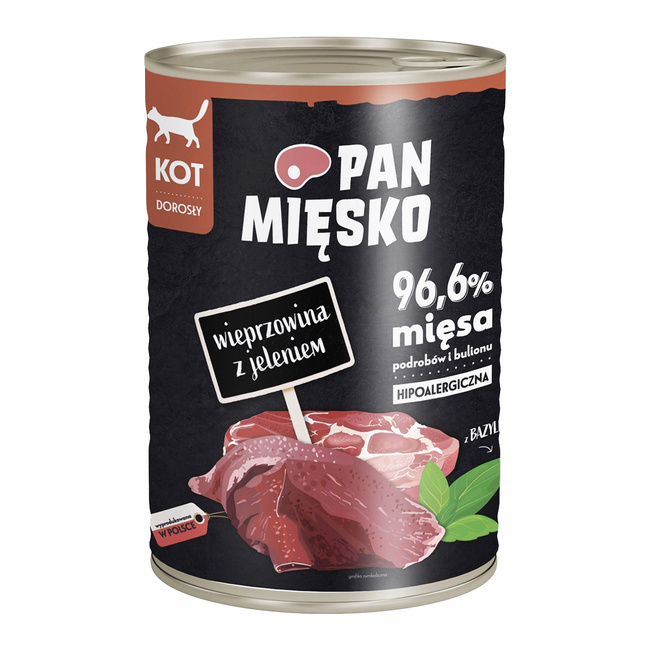 Pan Mięsko mokra karma dla kota 400g Wieprzowina Jeleń 