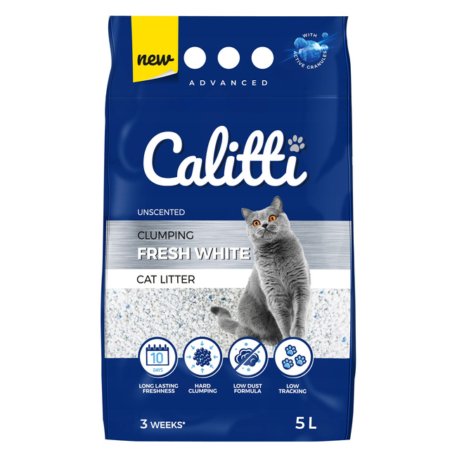 Żwirek bentonitowy dla kotów Calitti Fresh White 5l