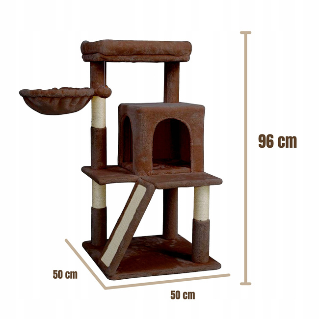 Drapak dla kota Gaczoo domek legowisko brązowy 50 x 50 x 96 cm