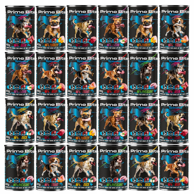 GAME DOG Prime Bite Monoprotein mokra karma dla psa mix smaków 24 x 400g