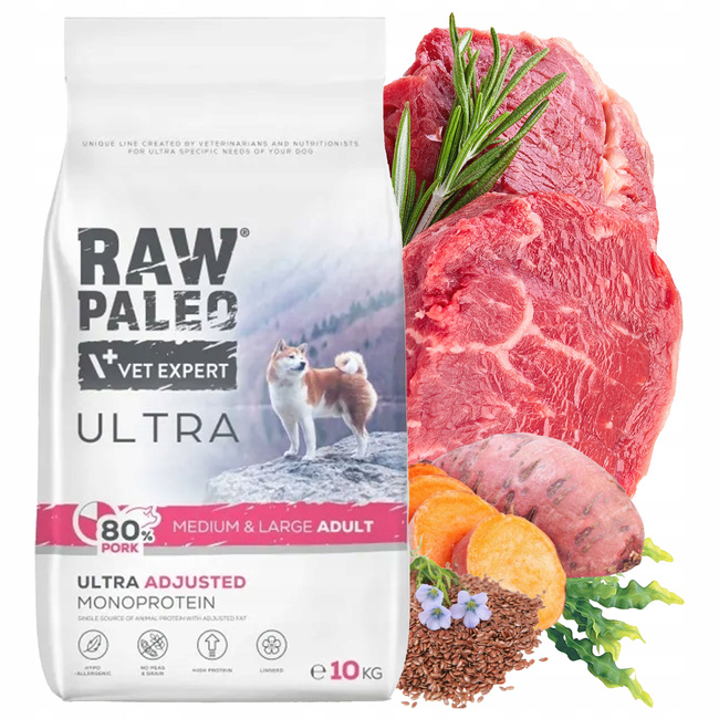 RAW PALEO ULTRA Medium & Large Wieprzowina karma sucha dla psa 10 kg