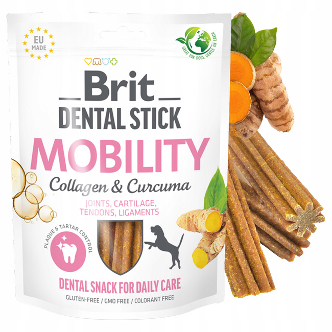 Brit Dental Stick 251g Mobility przysmak z Kurkumą i Kolagenem dla psa