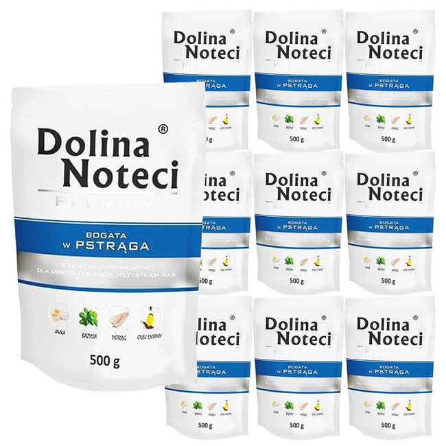 Dolina Noteci Premium Karma mokra dla psa Bogata w Pstrąga 10x500g