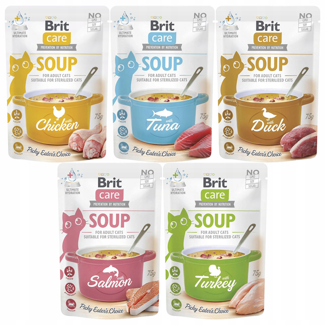 Brit Care Soup 5 x 75g mix mokra karma dla kota w formie zupy