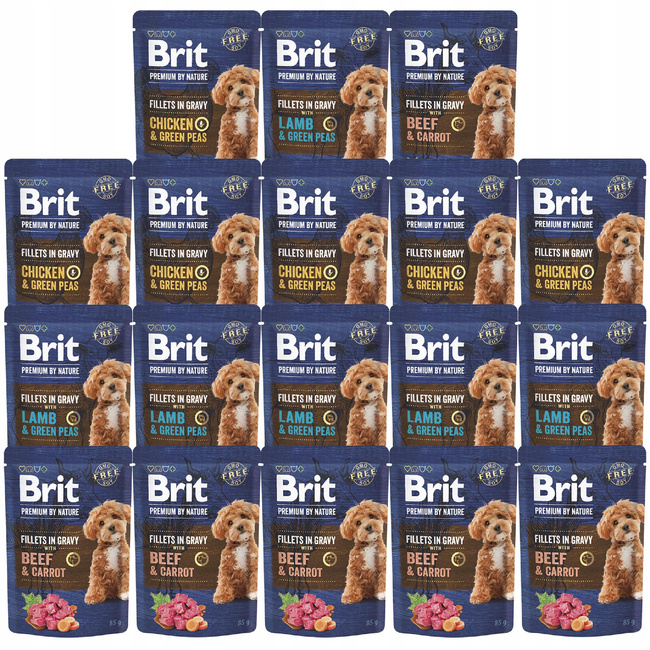 BRIT BY NATURE fileciki karma mokra dla psa mix smaków 18 x 85g bezzbożowa