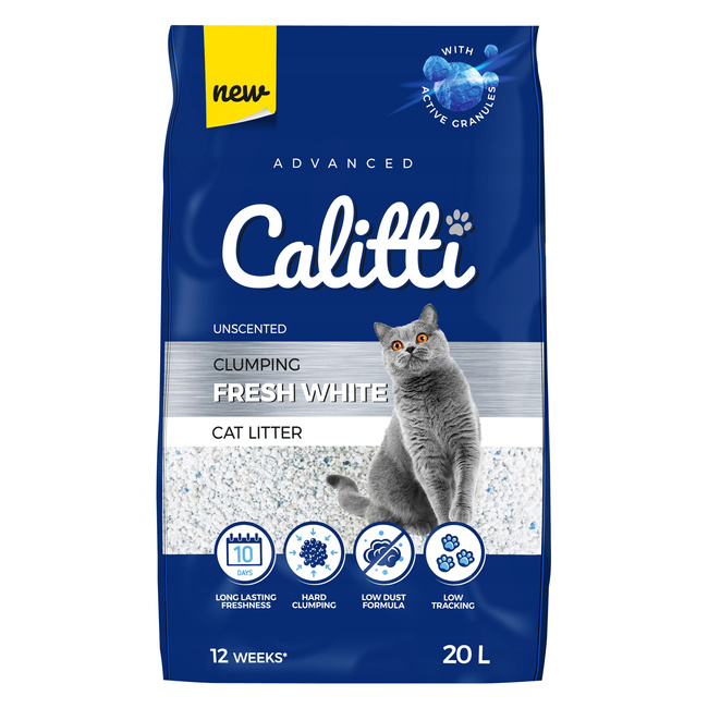 Żwirek bentonitowy dla kotów Calitti Fresh White 20l