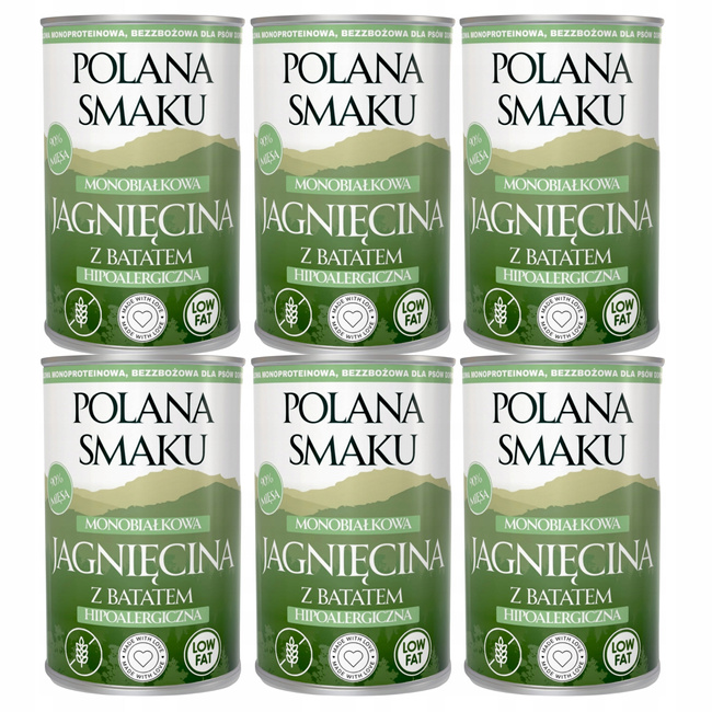 Mokra karma monobiałkowa dla psa Polana Smaku Jagnięcina z batatem 6 x 400g