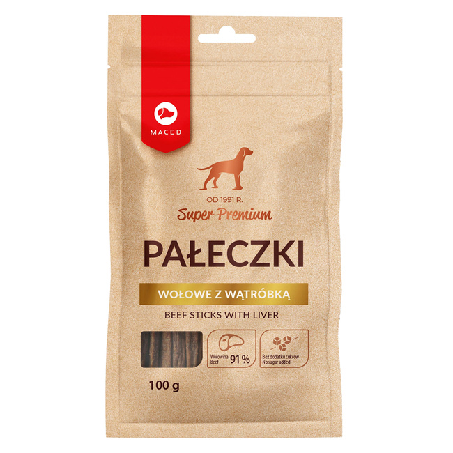 MACED Pałeczki Wołowe z Wątróbką przysmak dla psa 100g
