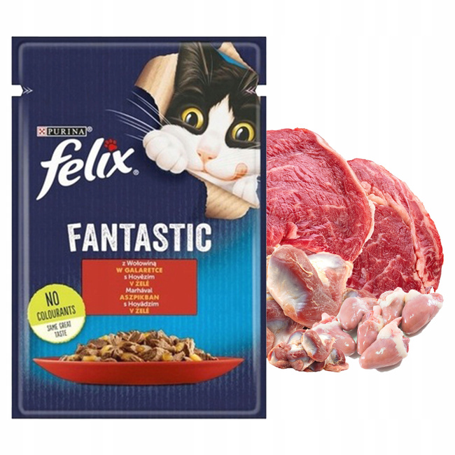 PURINA Felix Fantastic karma mokra dla kota Wołowina 26 x 85g