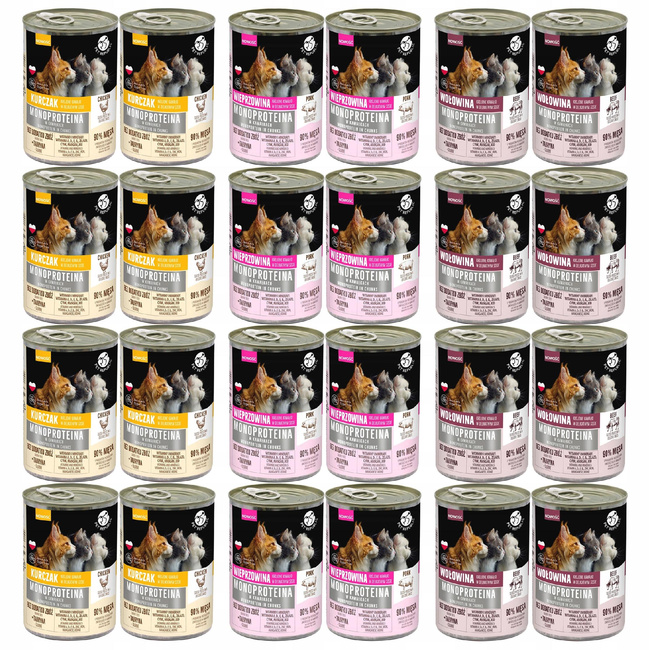PET REPUBLIC Mono Protein Mix Smaków karma dla kota mokra 24 x 400g
