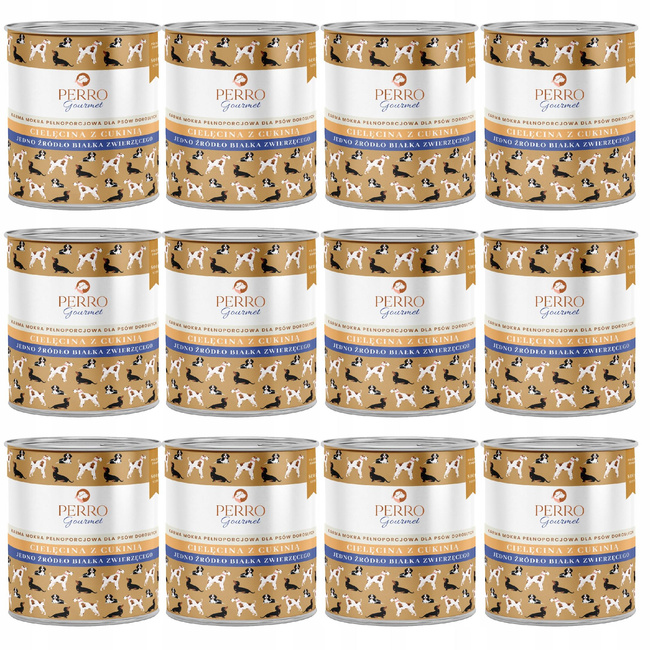 Perro Gourmet Monobiałkowa Karma Mokra dla psa Cielęcina Cukinia 12 x 800g