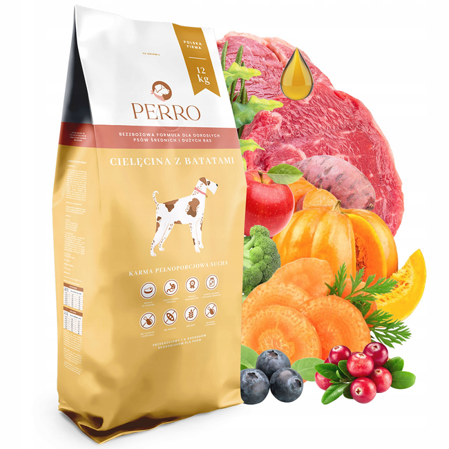 PERRO Karma sucha dla psa Cielęcina z Batatami 12kg Bezzbożowa