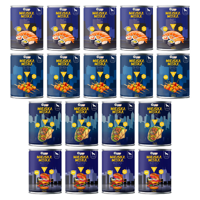 Gaczoo Miejska Miska bezzbożowa karma mokra dla psa Mix smaków 18 x 400g