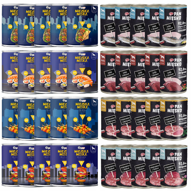 Pan Mięsko Miejska Miska Gaczoo karma mokra dla psa mix smaków 40 x 400g