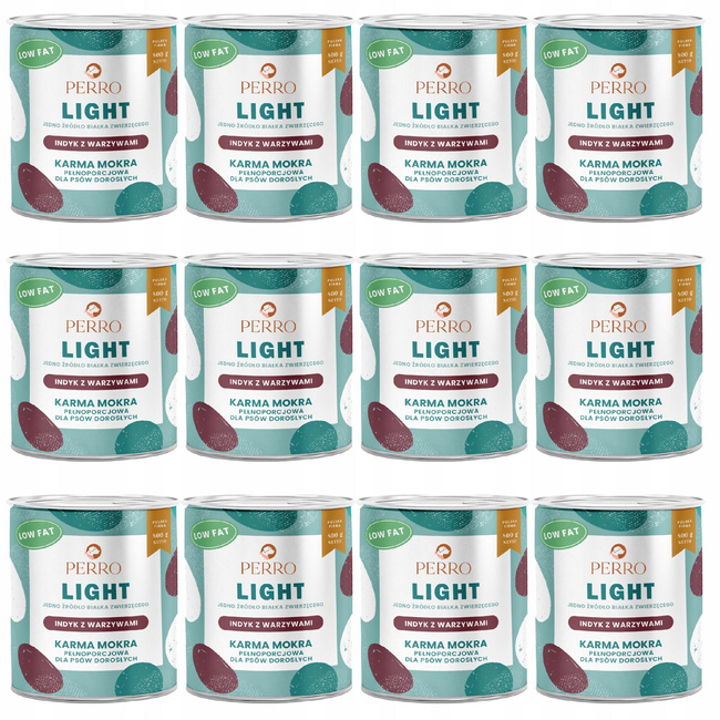 Perro LIGHT Monobiałkowa karma mokra dla psa indyk warzywa 12 x 800g