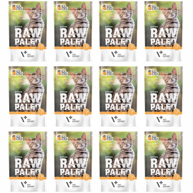 RAW PALEO Karma mokra dla kociąt Indyk 12 x 100g Bezzbożowa