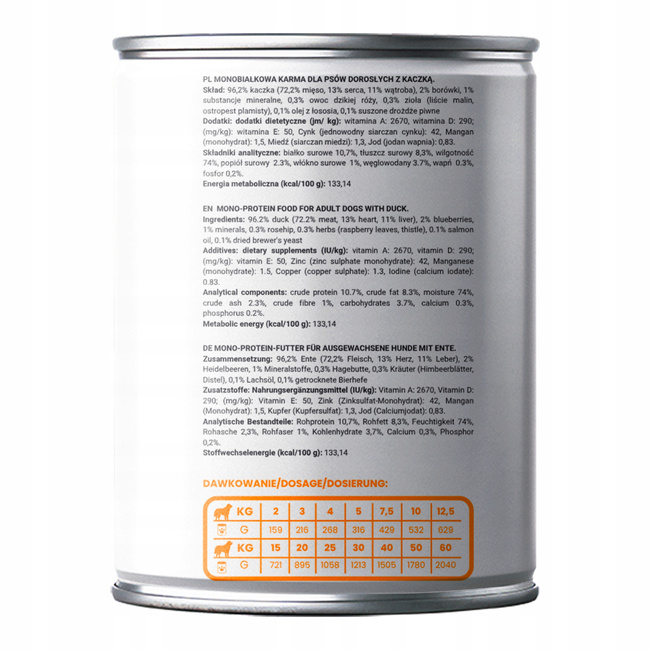 Mokra karma monobiałkowa dla psa Gaczoo MONO PROTEIN Kaczka 24 x 400g