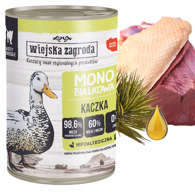 WIEJSKA ZAGRODA MONO Karma mokra dla kota mix smaków 18 x 400g Bezzbożowa