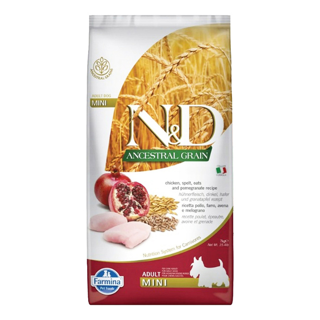 FARMINA N&D ANCESTRAL GRAIN zdrowa karma sucha dla psa Mini Adult Kurczak 7kg