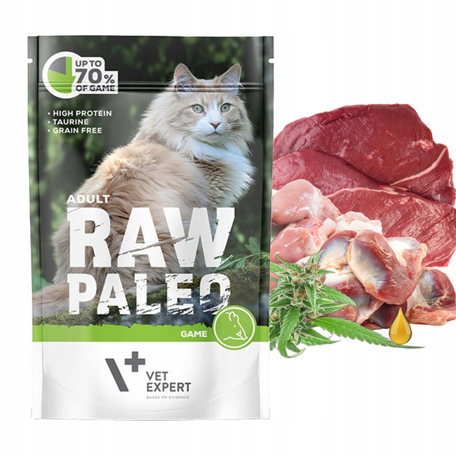 RAW PALEO Karma mokra dla kota mix smaków 6 x 100g Bezzbożowa