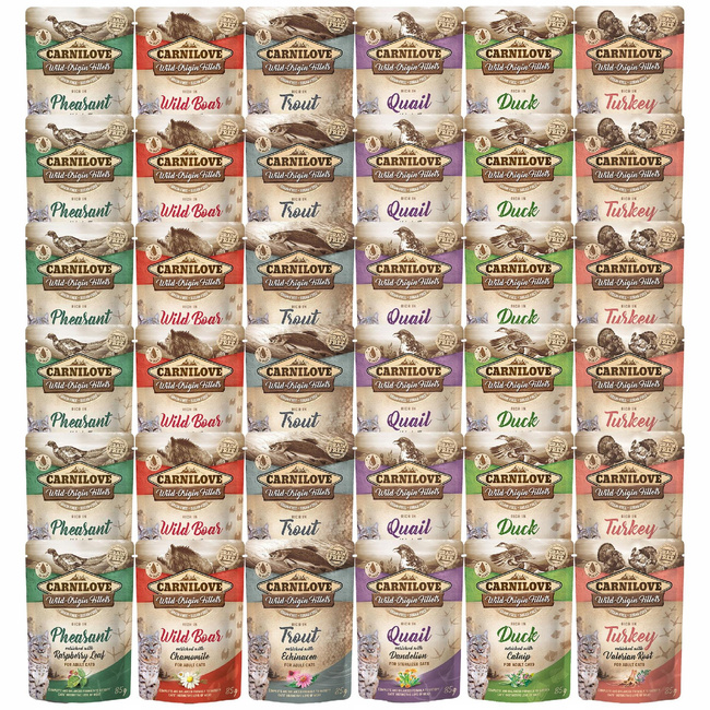 CARNILOVE CAT POUCH Mix smaków mokra karma dla kota 36 x 85g bezzbożowa