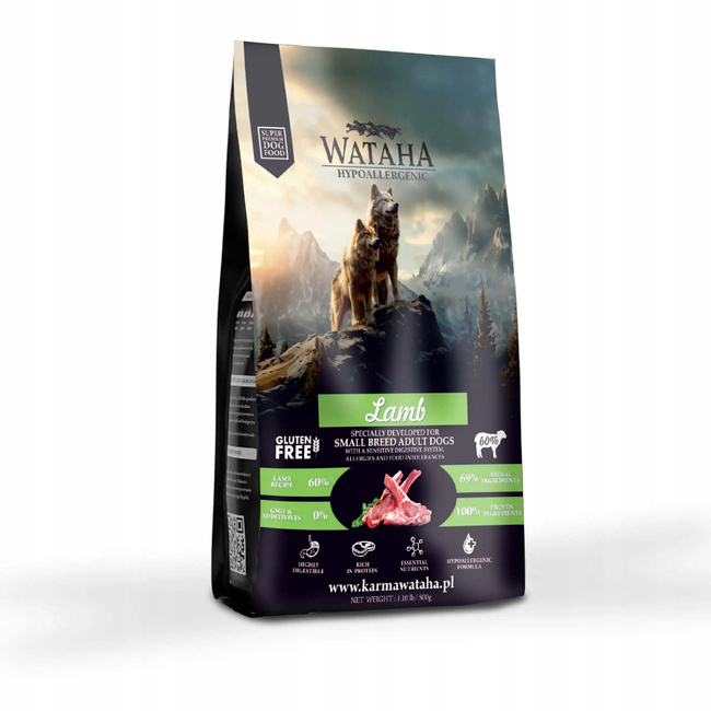 WATAHA Małe rasy sucha karma dla psa Jagnięcina z Ryżem 2 kg