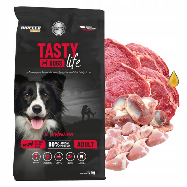 BIOFEED Tasty Dogs Life karma sucha dla psa Wołowina 2 x 15 kg