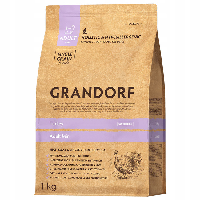 GRANDORF DOG MINI ADULT karma sucha dla psa Indyk 1 kg