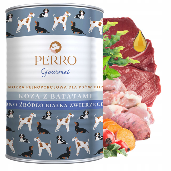 PERRO Gourmet Karma mokra dla psa Koza z batatami 6 x 400g