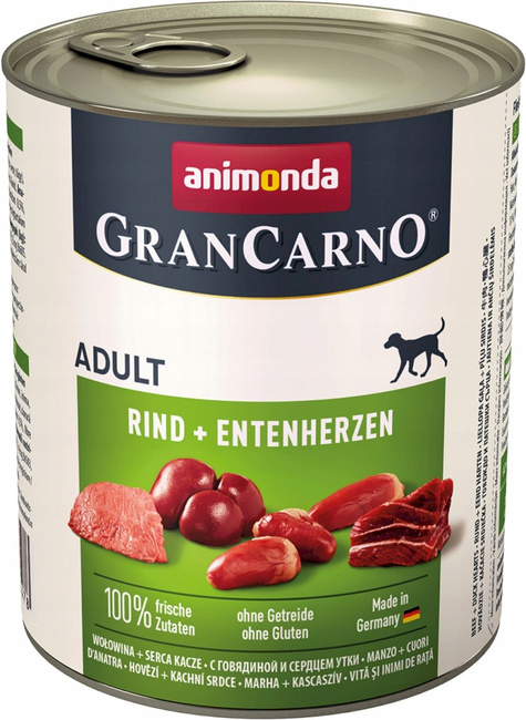 ANIMONDA GranCarno Adult mokra karma dla psa 6 x 800g Wołowina Kacze Serca