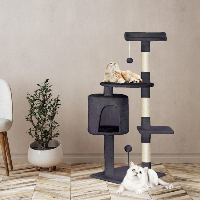 Drapak dla kota Gaczoo duży wieża legowisko ciemny szary 40 x 40 x 116 cm