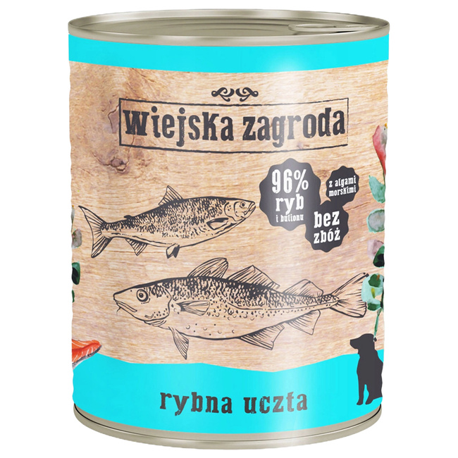 WIEJSKA ZAGRODA Karma mokra dla psa Rybna Uczta 800g Bezzbożowa