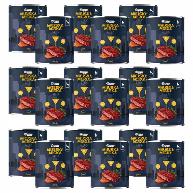 Gaczoo Miejska Miska bezzbożowa karma mokra dla psa Stek Wołowy 18 x 800g