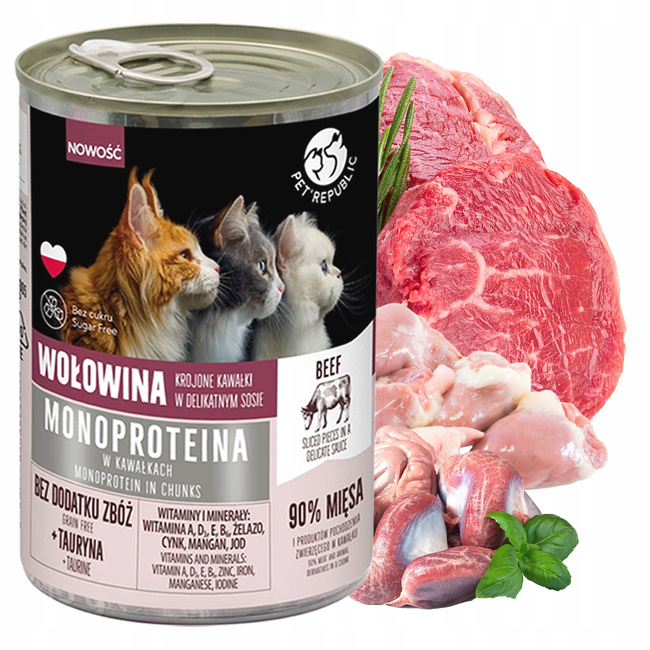 PET REPUBLIC Mono Wołowina karma dla kota mokra 400g monobiałkowa