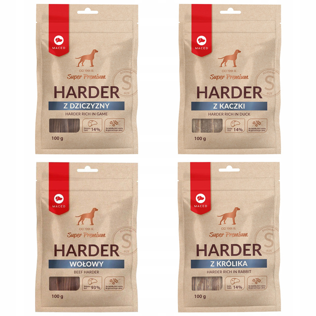 MACED Zestaw przysmaków dla psa Harder mix smaków 4 x 100g