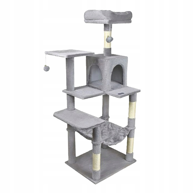 Drapak dla kota Gaczoo duży wieża legowisko jasny szary 55 x 45 x 143 cm