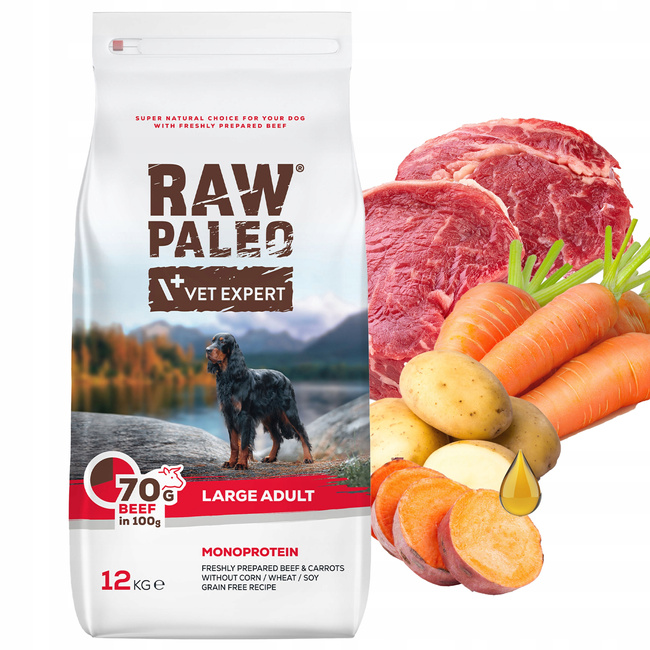 Raw Paleo Karma sucha dla psa dużych ras Wołowina 12kg Bezzbożowa