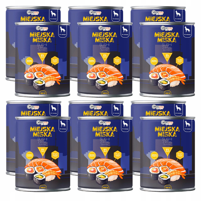Gaczoo Miejska Miska bezzbożowa karma mokra dla psa Sushi z Rybą 12 x 400g