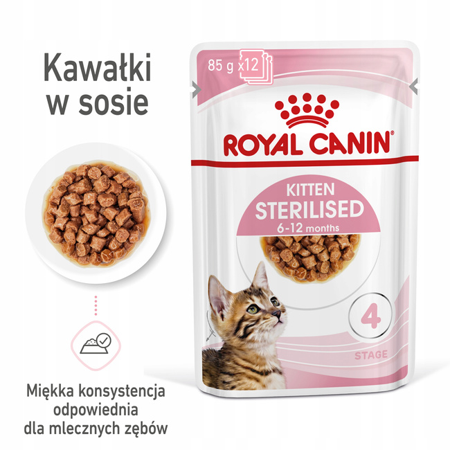 ROYAL CANIN Kitten Sterilised karma mokra w sosie dla kociąt 12 x 85 g