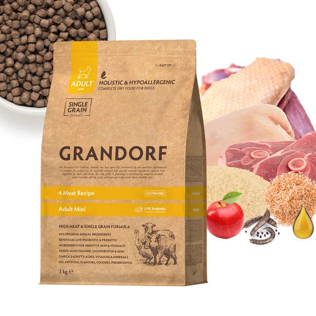 GRANDORF Zdrowa Karma sucha dla psa 4 mięsa 3 kg