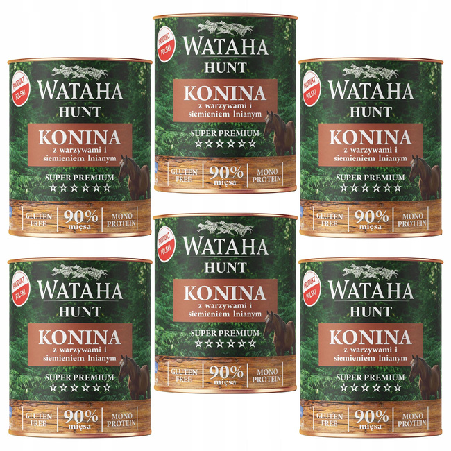 WATAHA HUNT karma mokra dla psa Konina z Warzywami i Siemię Lniane 6 x 800g