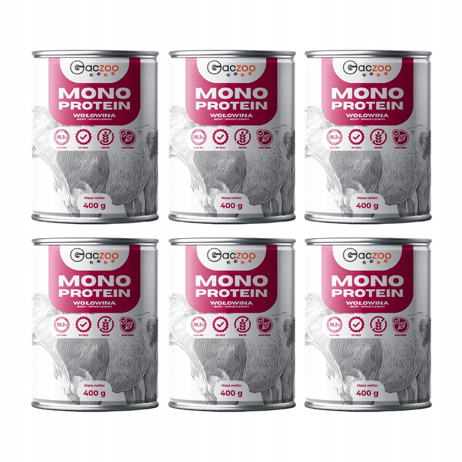 Mokra karma monobiałkowa dla psa Gaczoo MONO PROTEIN Wołowina 6 x 400g 