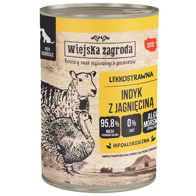 WIEJSKA ZAGRODA Mix Smaków karma dla psa mokra 24 x 400g bezzbożowa