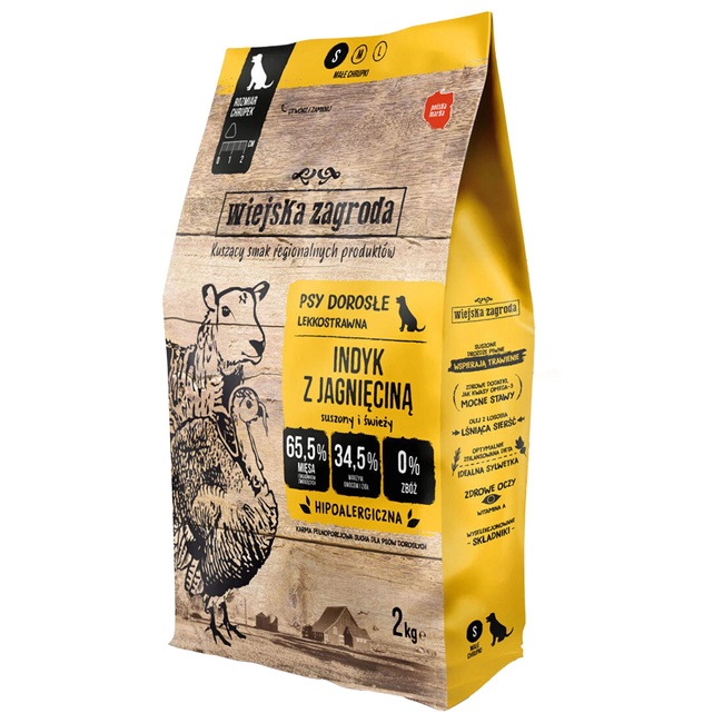 WIEJSKA ZAGRODA Karma Sucha dla psa Indyk Jagnięcina CHRUPKI S 2 kg