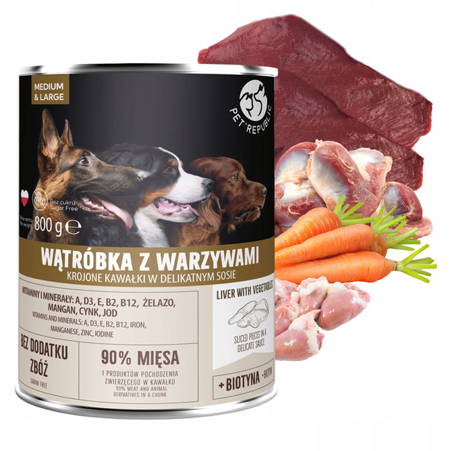 PET REPUBLIC karma mokra dla psa kawałki w sosie mix smaków 12 x 800g Bezzbożowa