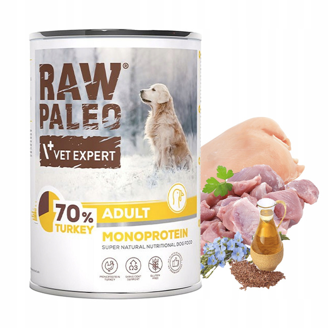 Raw Paleo Adult Karma mokra dla psa MONO mix smaków 24 x 400g Bezzbożowa